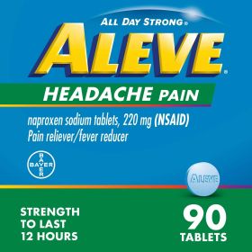 Aleve Headache Pain Reliever Naproxen Sodium Tablets, 90 Count