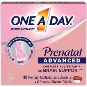 One A Day Advanced Prenatal Multivitamin with Choline; 30+30 Count