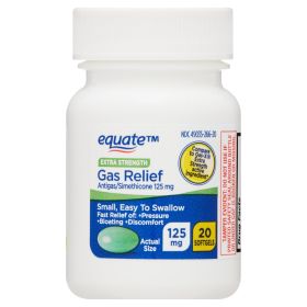 Equate Gas Relief Simethicone Extra Strength Softgels; 125 mg; 20 Count