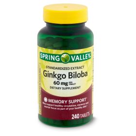 Spring Valley Standardized Extract Ginkgo Biloba Dietary Supplement; 60 mg; 240 Count