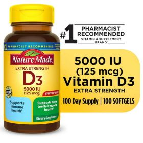 Nature Made Extra Strength Vitamin D3 5000 IU Softgels; 125 mcg; 100 Count