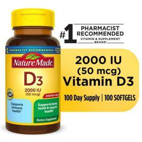 Nature Made Vitamin D3 2000 IU (50 mcg) Softgels; 100 Count