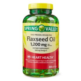 Spring Valley Flaxseed Oil Softgels Dietary Supplement; 1200 mg; 200 Count