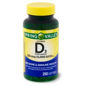 Spring Valley Vitamin D3 Softgels; 125 mcg; 5; 000 IU; 250 Count