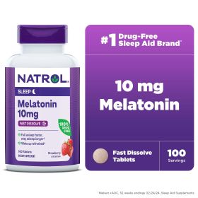 Natrol® Sleep Melatonin Fast Dissolve Tablets, Nighttime Sleep Aid, Strawberry Flavor, 10mg, 100 Count