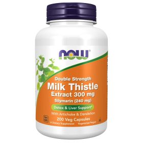 NOW Supplements, Milk Thistle Extract, Double Strength 300 mg, Silymarin (240 mg), Supports Liver Function*, With Artichoke and Dandelion