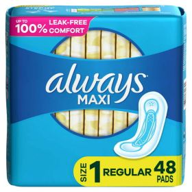 Always Maxi Daytime Pads without Wings Regular Unscented; 48 Ct Size 1