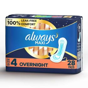 Always Maxi Overnight Pads Without Wings Unscented; Size 4 28 CT