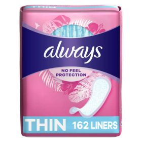 Always Thin No Feel Protection Daily Liners Regular Absorbency Unscented; 162 Ct