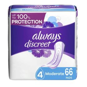 Always Discreet Incontinence Pads for Women; Moderate 66 Count