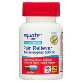 Equate Extra Strength Acetaminophen Rapid Release Pain Reliever Gelcaps; 500 mg 100 Count