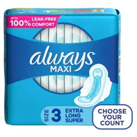 Always Maxi Daytime Pads with Wings Extra Long Super Unscented; 33 Ct Size 3