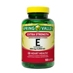 Spring Valley Extra Strength Water Dispersible Vitamin E Softgels Supplement; 450 mg; 100 Count