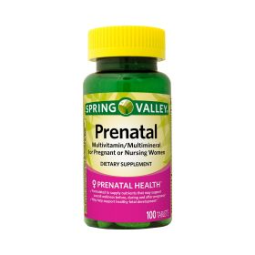 Spring Valley Prenatal Multivitamin/Multimineral Tablets Dietary Supplement; 100 Count