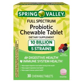 Spring Valley Full Spectrum Probiotic Supplement Chewable Tablet; 30 Count