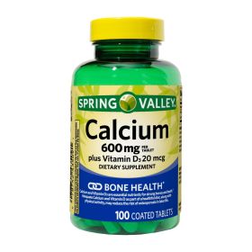 Spring Valley Calcium Plus Vitamin D Tablets Dietary Supplement; 600 mg; 100 Count