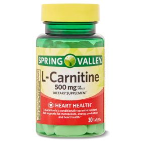 Spring Valley L Carnitine Amino Acid Supplement; Unflavored; 30 Count