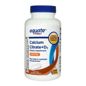 Equate Calcium Citrate + D3 Petites Tablets Dietary Supplement; 200 Count (Brand: Equate)