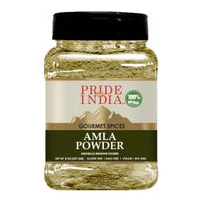 Pride of India – Amla Powder – Gourmet Spice – Tangy & Savory – Pure Indian Gooseberry Ground – Antioxidant Rich – GMO/Gluten Free – Eas (size: 8 oz)